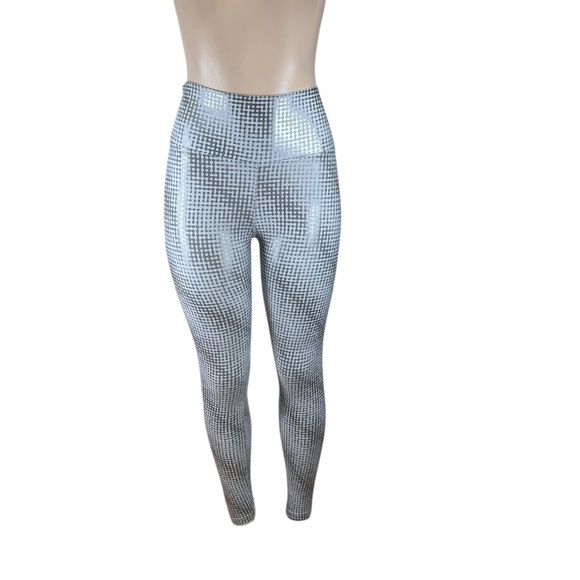 Peloton. Silver and White High-Waisted Leggings with Smooth Finish - Picture 1 of 5